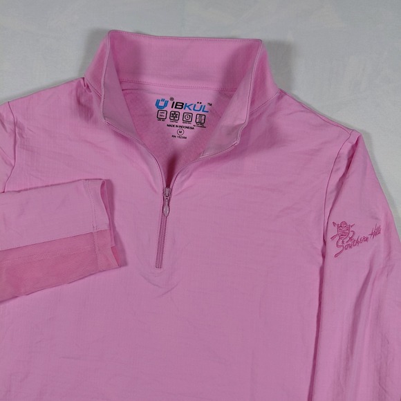 IBKUL Tops - IBKUL Womens Pink Long Sleeve Quarter Zip Golf Shirt Southern Hills UPF 50+ M